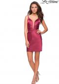 Picture of: Elegant Satin Homecoming Dress with Cut Out Back Detailing in Wine, Style: 26722, Detail Picture 1