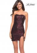 Picture of: Strapless Sequin Homecoming Dress with Slit in Wine, Detail Picture 1