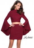 Picture of: Two Piece Bell Sleeve Jersey Dress with Open Back in Wine, Style: 26621, Detail Picture 2