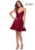 Picture of: Satin Homecoming Dress with Cut Out Corset Style Back in Wine, Style: 29242, Detail Picture 2