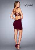 Picture of: Tight Jersey Dress with Separating Straps in Back in Wine, Style: 25058, Detail Picture 3