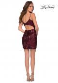 Picture of: Short Sequin Homecoming Dress with Faux Wrap Skirt in Wine, Style: 29426, Detail Picture 3
