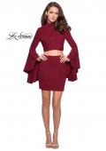 Picture of: Two Piece Bell Sleeve Jersey Dress with Open Back in Wine, Style: 26621, Detail Picture 4