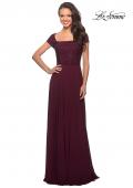 Picture of: Short Sleeve Long Gown with Beaded Bodice in Wine, Style: 26512, Main Picture