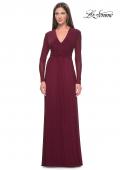 Picture of: Long Sleeve Jersey Evening Dress with Ruching Detail in Navy, Style: 30048, Main Picture