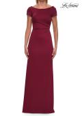 Picture of: Simple Short Sleeve Fitted Jersey Evening Dress in Wine, Style: 33616, Main Picture