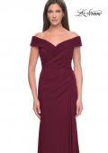 Picture of: Off the Shoulder Jersey Evening Gown with Ruching in Wine, Style: 31677, Detail Picture 11