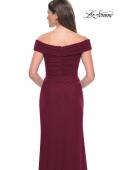 Picture of: Off the Shoulder Jersey Evening Gown with Ruching in Wine, Style: 31677, Detail Picture 12