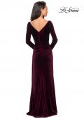 Picture of: Elegant Long Sleeve Velvet Dress with Ruching in Wine, Style: 25207, Back Picture