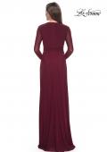 Picture of: Long Sleeve Jersey Evening Dress with Ruching Detail in Navy, Style: 30048, Back Picture