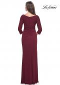 Picture of: Chic Long Evening Gown with High Neck and Ruffle Detail in Navy, Style: 31705, Back Picture