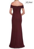 Picture of: Off-the-Shoulder Ruched Jersey Gown in Wine, Style: 33273, Back Picture