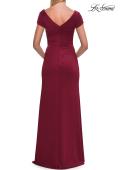 Picture of: Simple Short Sleeve Fitted Jersey Evening Dress in Wine, Style: 33616, Back Picture