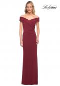 Picture of: Off The Shoulder Jersey Dress with Ruching in Wine, Style: 27959, Detail Picture 3