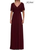 Picture of: Flattering Net Jersey Long Dress with Ruffle Sleeve in Wine, Style: 30009, Detail Picture 3
