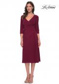 Picture of: Chic Tea Length Jersey Dress with Ruching in Wine, Style: 30069, Detail Picture 3