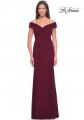 Picture of: Off the Shoulder Jersey Evening Gown with Ruching in Wine, Style: 31677, Detail Picture 3