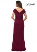 Picture of: Floor Length Jersey Evening Gown with Cap Sleeves in Wine, Style: 28026, Detail Picture 4