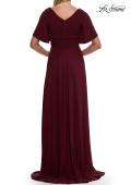 Picture of: Flattering Net Jersey Long Dress with Ruffle Sleeve in Wine, Style: 30009, Detail Picture 4