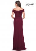 Picture of: Off the Shoulder Jersey Evening Gown with Ruching in Wine, Style: 31677, Detail Picture 4