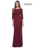 Picture of: Chic Long Evening Gown with High Neck and Ruffle Detail in Navy, Style: 31705, Detail Picture 4