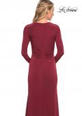 Picture of: Long Sleeve Jersey Dress with Criss-Criss Front Ruching in Wine, Detail Picture 6