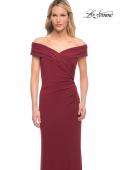 Picture of: Off The Shoulder Jersey Dress with Ruching in Wine, Style: 27959, Detail Picture 7