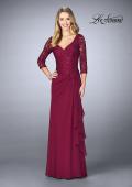 Picture of: Crepe Chiffon Gown with Lace Sweetheart Neckline in Wine, Style: 24857, Detail Picture 2