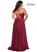 Picture of: Satin A-line Plus Dress with Lace Up Back and Pockets in Wine, Style: 29033, Main Picture