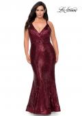 Picture of: Sequin Plus Size Prom Dress with Criss Cross Back in Wine, Style: 29051, Main Picture