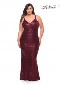 Picture of: V Neck Sequin Plus Size Long Gown in Wine, Style: 29546, Main Picture