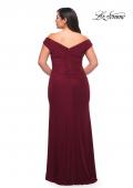 Picture of: Flattering Ruched Off the Shoulder Plus Size Dress in Wine, Style: 29722, Detail Picture 9