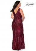 Picture of: Sequin Striped Plus Size Prom Dress with Center Slit in Wine, Style: 28796, Back Picture