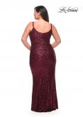 Picture of: V Neck Sequin Plus Size Long Gown in Wine, Style: 29546, Back Picture