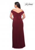 Picture of: Matte Jersey Long Plus Dress with Ruching and Slit in Wine, Style: 29663, Back Picture