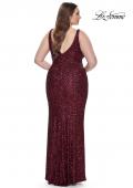 Picture of: Plus Size Prom Dress in Stretch Sequin and Square Neckline in Wine, Style: 31630, Back Picture