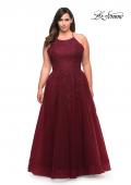 Picture of: Tulle Gown with Lace Bodice and High Neckline in Wine, Style: 29071, Detail Picture 1