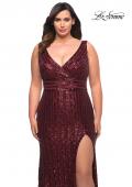 Picture of: Long Sequin Plus Size Dress with Banded Waist in Wine, Style: 30182, Detail Picture 1