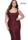 Picture of: Plus Size Prom Dress in Stretch Sequin and Square Neckline in Wine, Style: 31630, Detail Picture 1