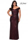Picture of: Off The Shoulder Sequin Plus Size Prom Dress in Wine, Style: 28795, Detail Picture 2