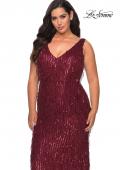 Picture of: Sequin Fringe Plus Size Prom Gown with V-Neck in Wine, Style: 28946, Detail Picture 2