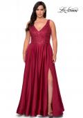 Picture of: A-line Plus Size Dress with Rhinestone Lace Bodice in Wine, Style: 29039, Detail Picture 2