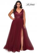 Picture of: Curvy A-line Prom Gown with Sequin Bodice and Tulle Skirt in Wine, Style: 29045, Detail Picture 2