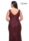 Picture of: Long Sequin Plus Size Dress with Banded Waist in Wine, Style: 30182, Detail Picture 2