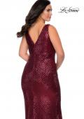 Picture of: Sequin Striped Plus Size Prom Dress with Center Slit in Wine, Style: 28796, Detail Picture 3