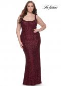 Picture of: Plus Size Prom Dress in Stretch Sequin and Square Neckline in Wine, Style: 31630, Detail Picture 3