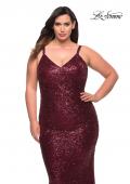 Picture of: V Neck Sequin Plus Size Long Gown in Wine, Style: 29546, Detail Picture 4