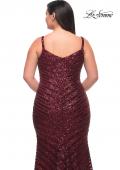 Picture of: Thick Line Sequin Print Plus Size Gown with V Neck in Wine, Style: 29622, Detail Picture 4