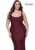 Picture of: Plus Size Prom Dress in Stretch Sequin and Square Neckline in Wine, Style: 31630, Detail Picture 4