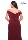 Picture of: Matte Jersey Long Plus Dress with Ruching and Slit in Wine, Style: 29663, Detail Picture 5